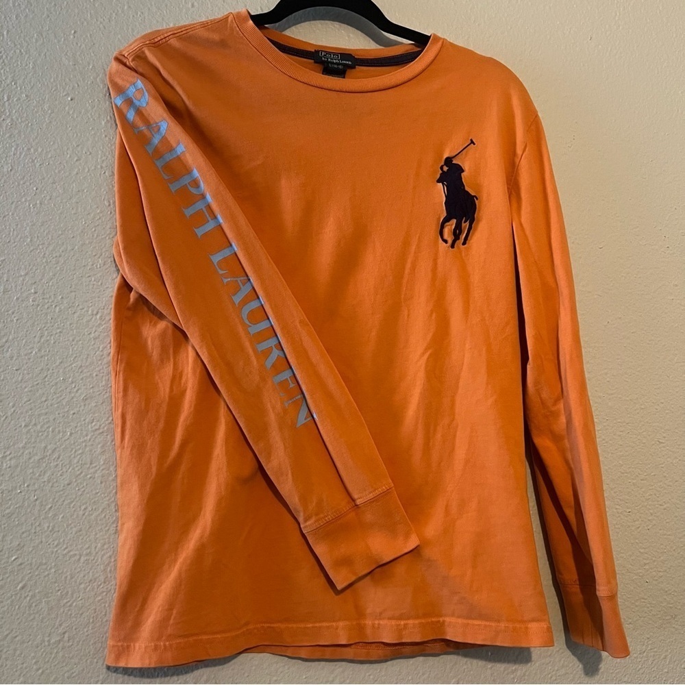 Polo Ralph Lauren Boys Large (14-16) Orange Long Sleeve Cotton T-Shirt